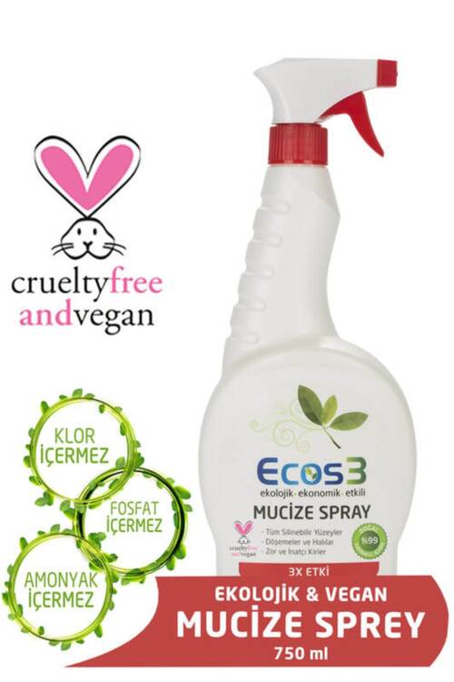 Ecos3 Ekolojik ve Vegan Mucize Spray Tüm yüzeyler için 750 ML